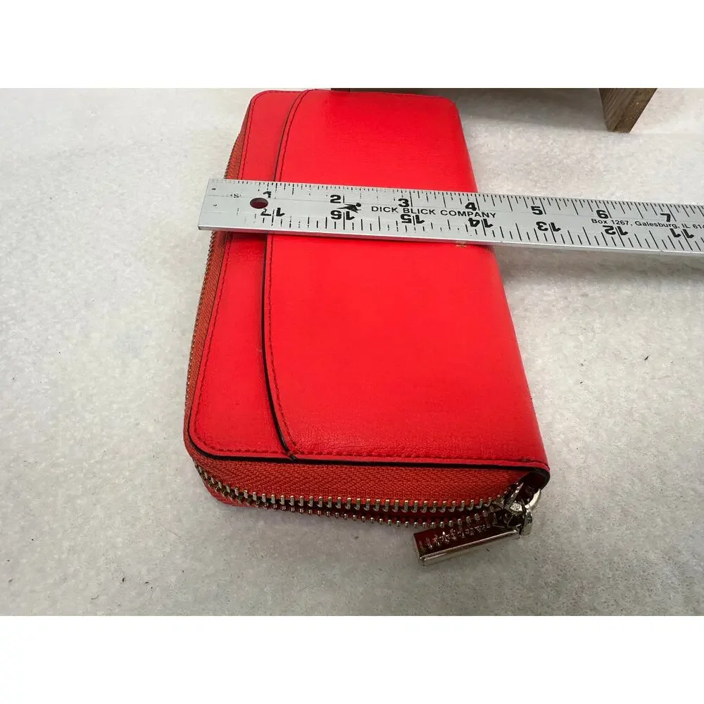 Kate Spade New York Tomato Red Leather Zip-Around Continental Wallet